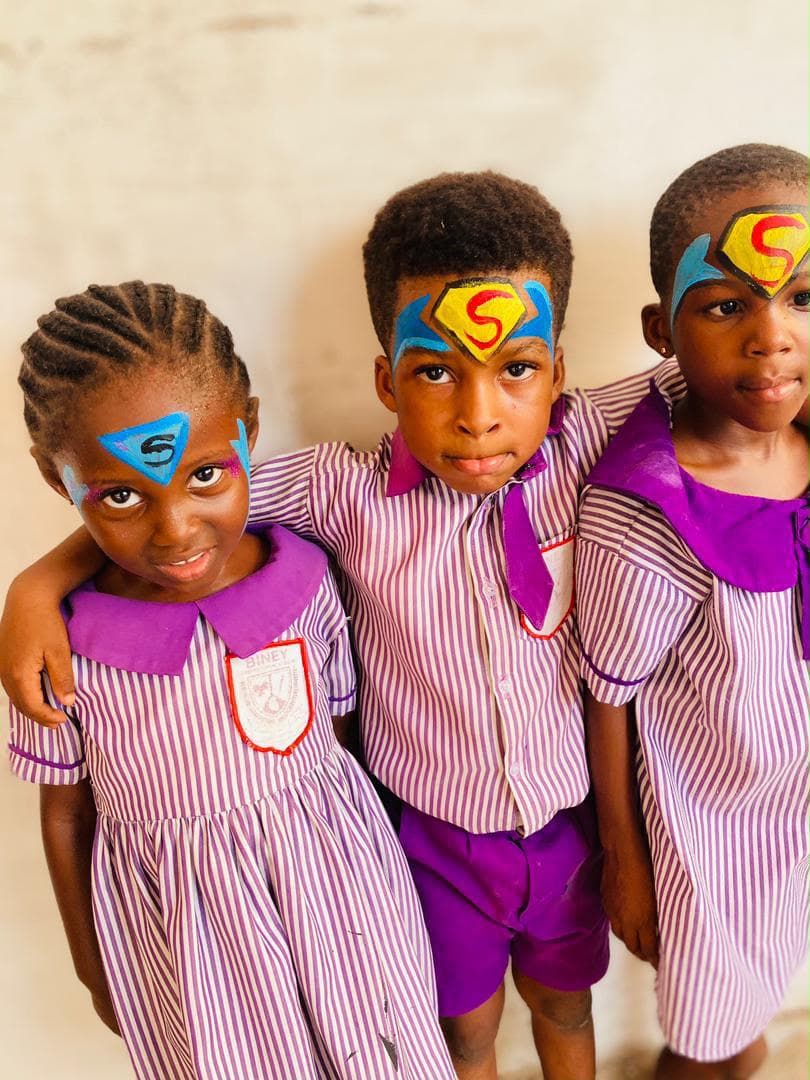 Biney Memorial students with creative face paint